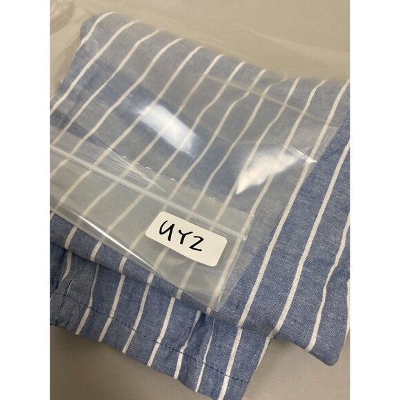 Serra Linen Blend Stripe Blue Womens Pants size Medium Lagenlook Pull on Elastic - Picture 4 of 13